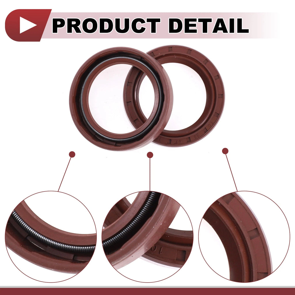 2X Oil Seal Rotary Shaft Seal for Various Models (35x47x10mm) FKM Rubber