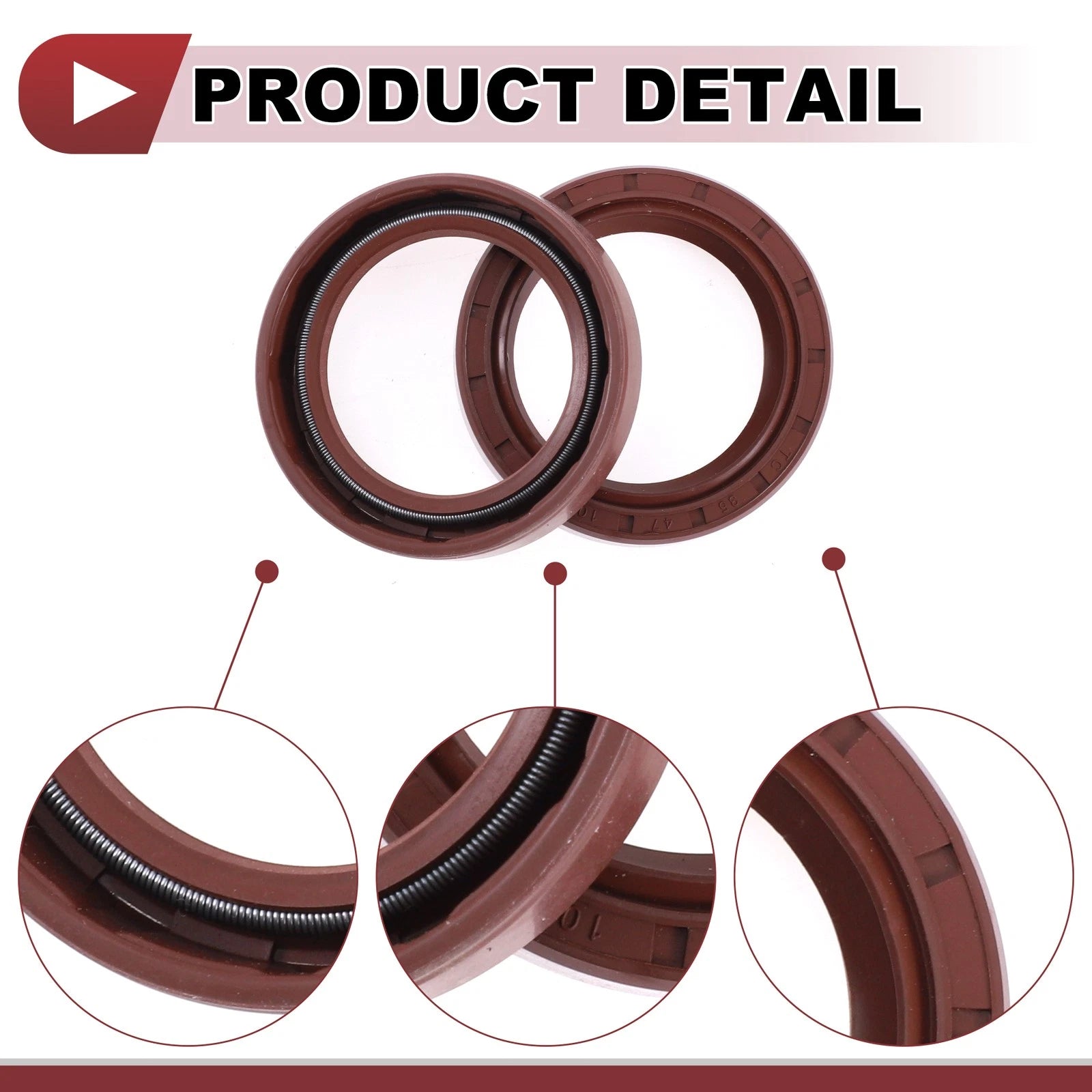 2X Oil Seal Rotary Shaft Seal for Various Models (35x47x10mm) FKM Rubber