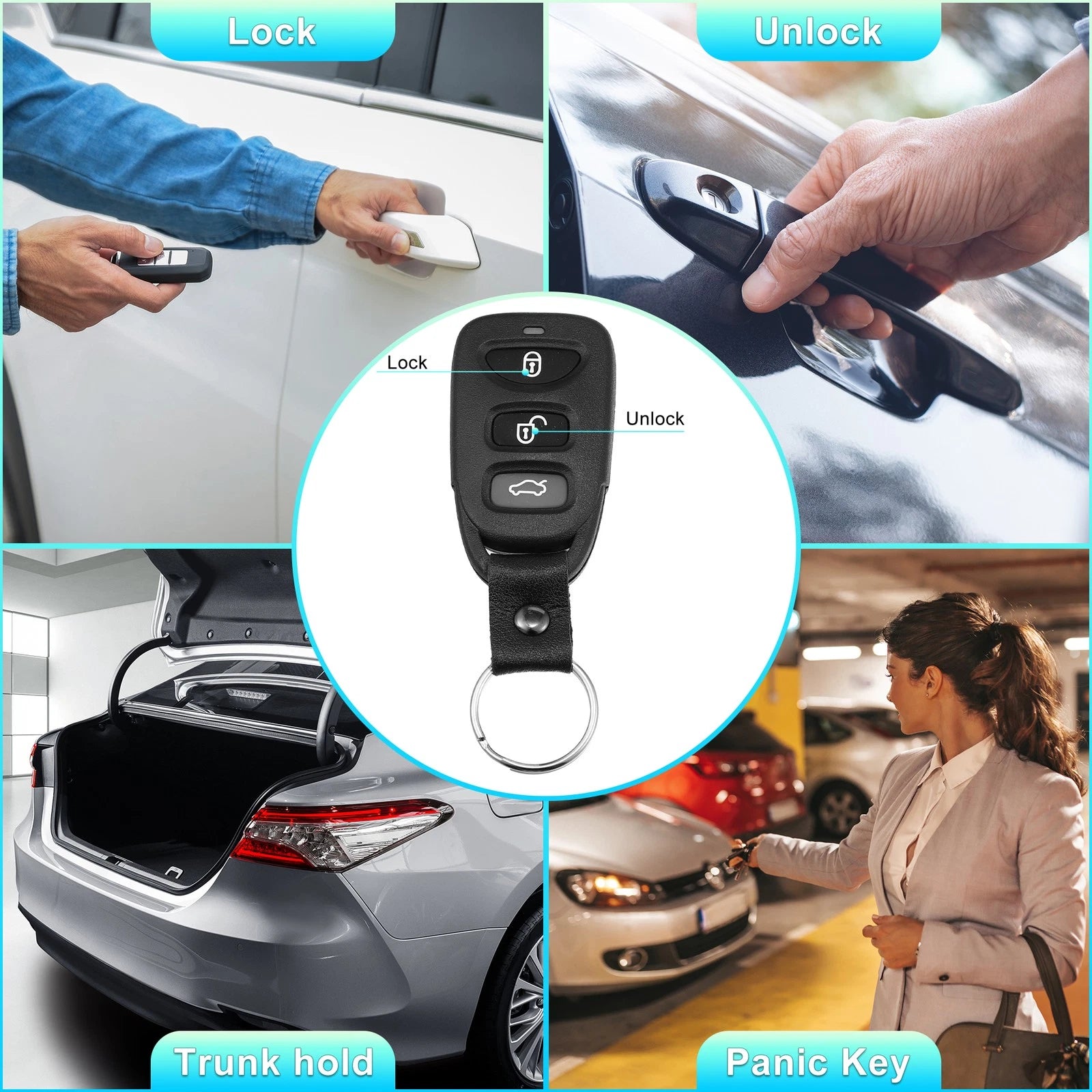 Set of 4 Keyless Entry Remote Key Shell Covers for Hyundai Kia (No Chip) 723115018516