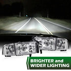 Chrome Clear Corner Headlights Assembly for Dodge Ram 1500 2500 3500 (1994–2002)