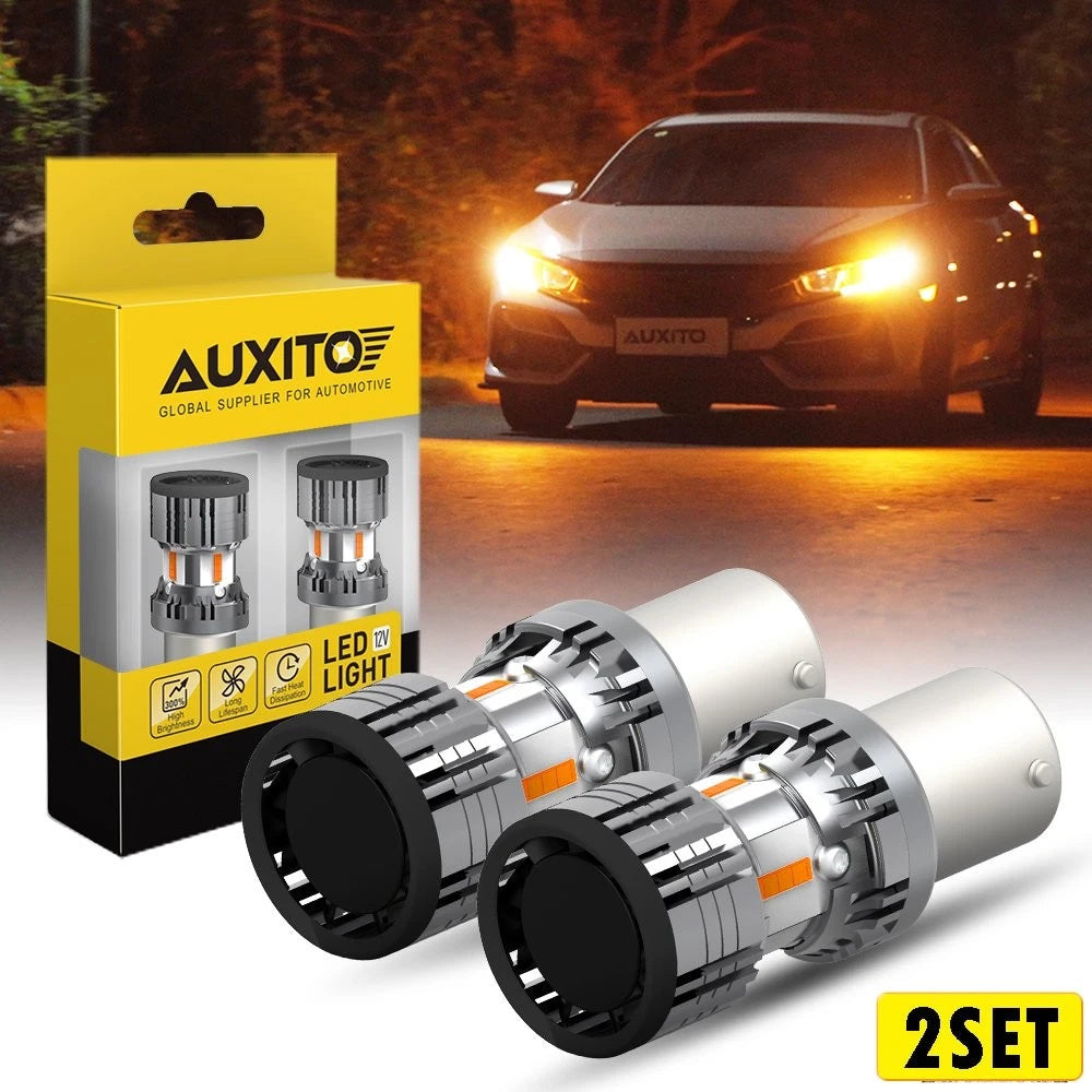 Set of 2 AUXITO Canbus 1156 BA15S LED Amber Yellow Turn Signal Bulbs for