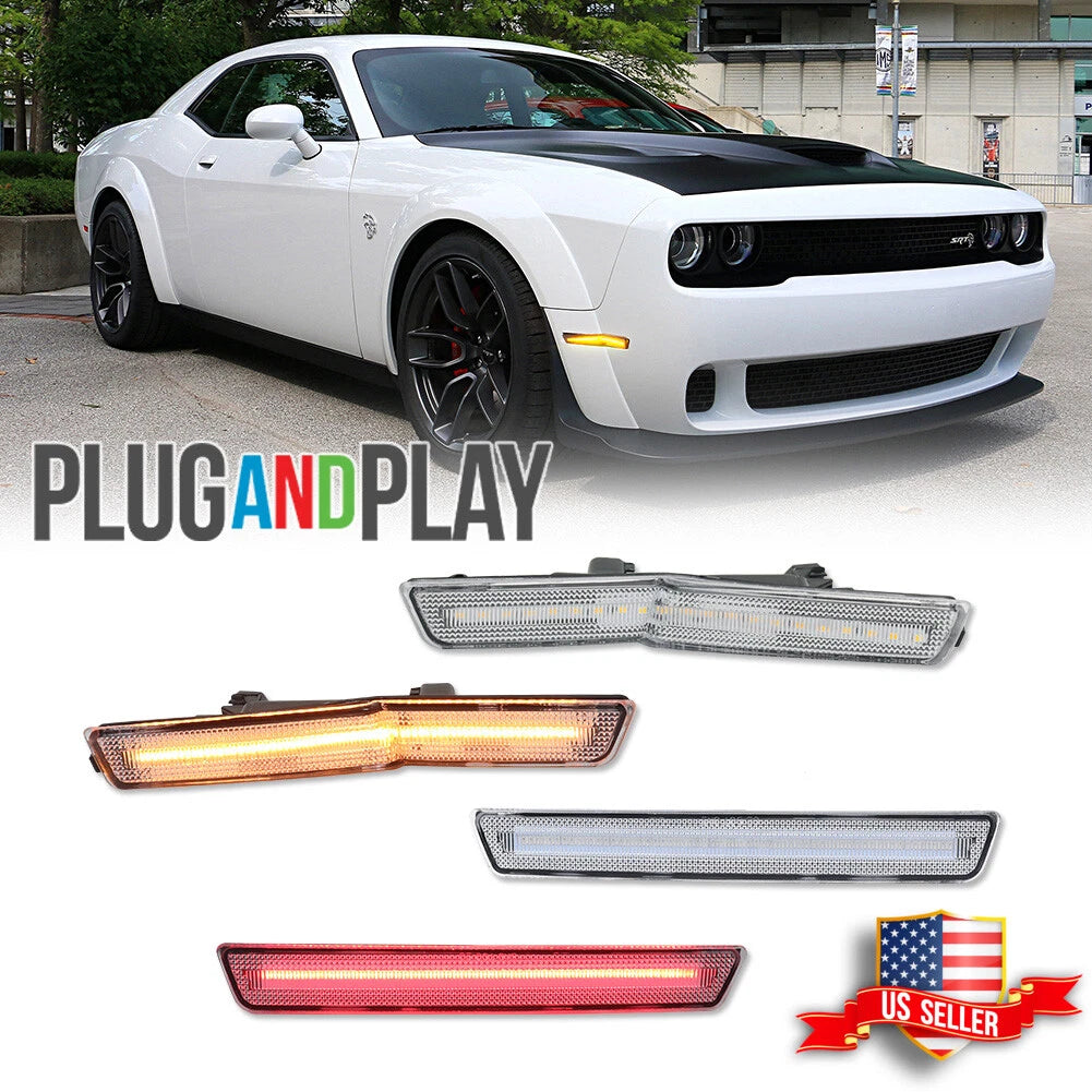 4X Clear LED Side Marker Lights for Dodge Challenger (2018–2022)