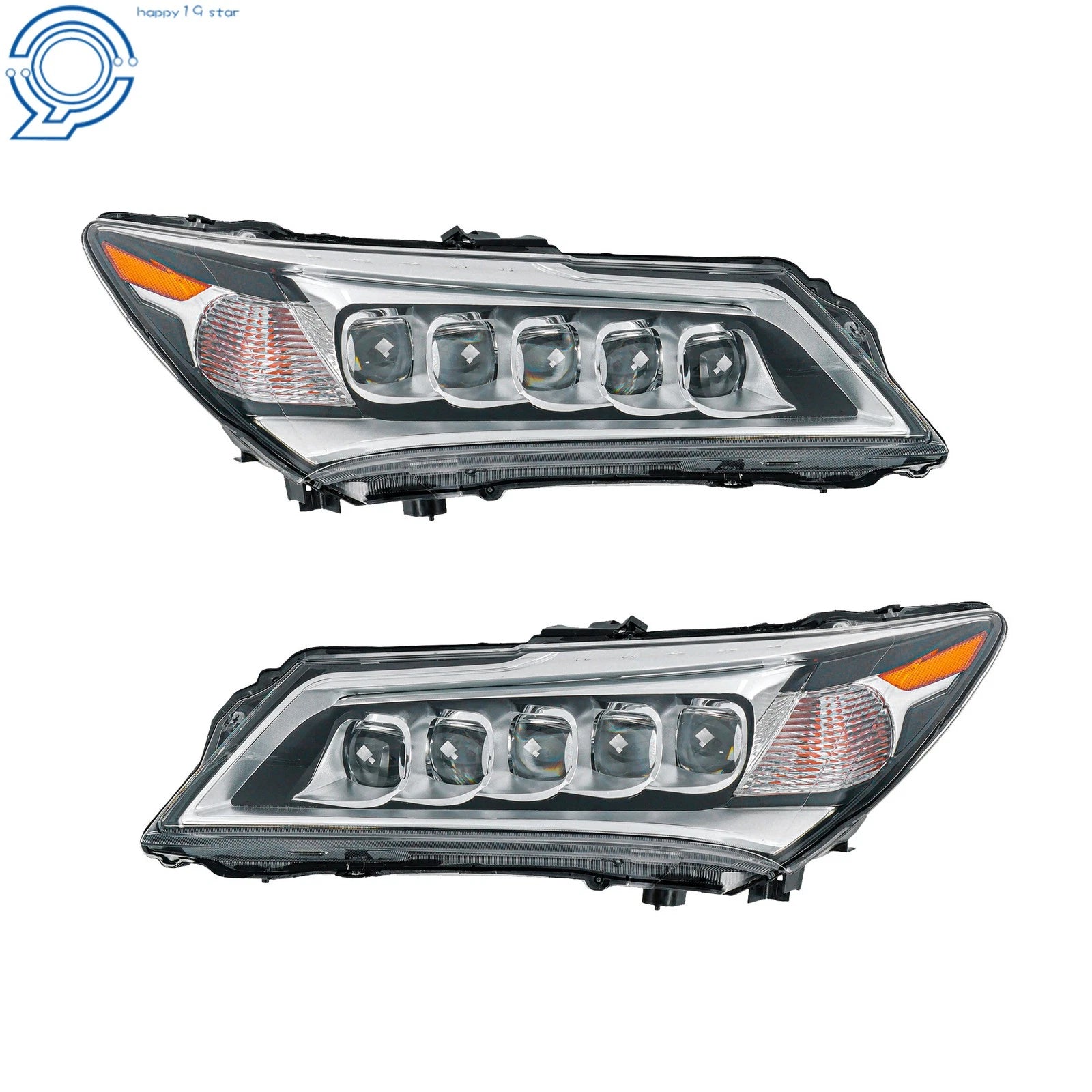 Set of 2 LED Chrome Headlights for Acura MDX (2014–2016)