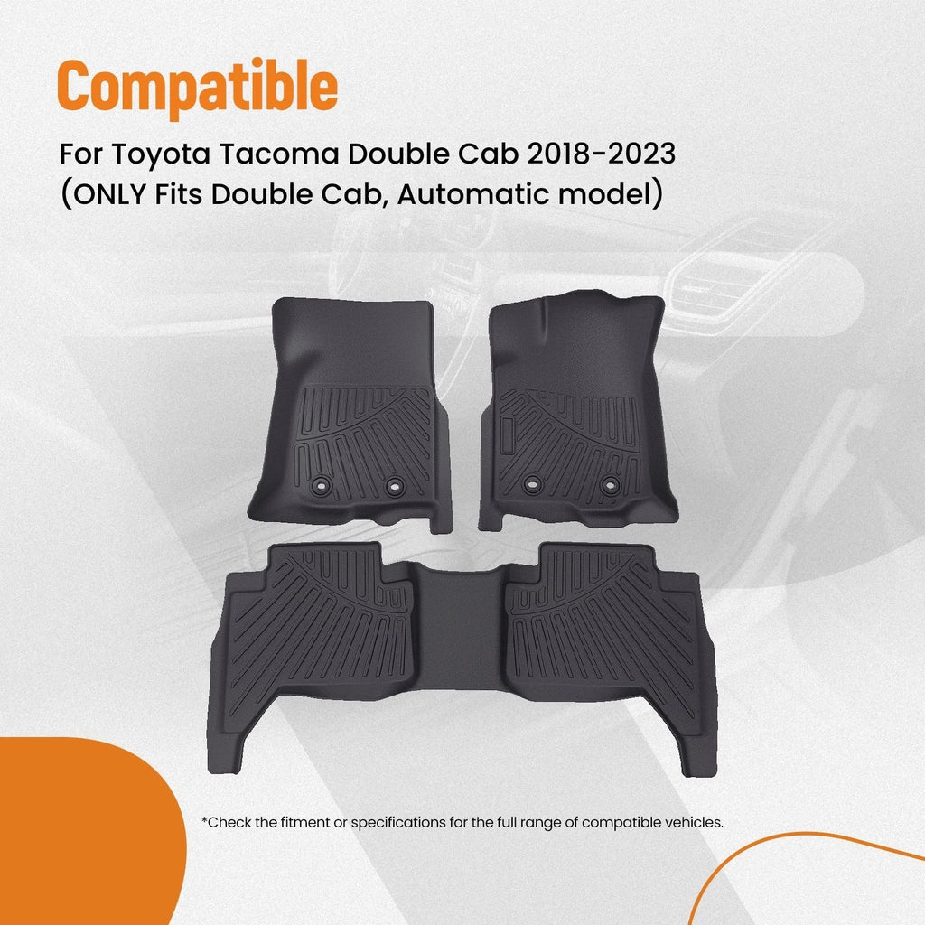 Set of 4 Waterproof Carpet Floor Mats for Toyota Tacoma Double Cab (2018–2023)