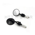 Pair of 1" 25mm Round Bar End Rearview Convex Side Mirrors for Motorcycle