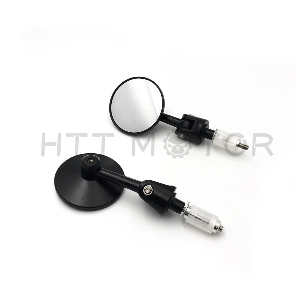 Pair of 1" 25mm Round Bar End Rearview Convex Side Mirrors for Motorcycle