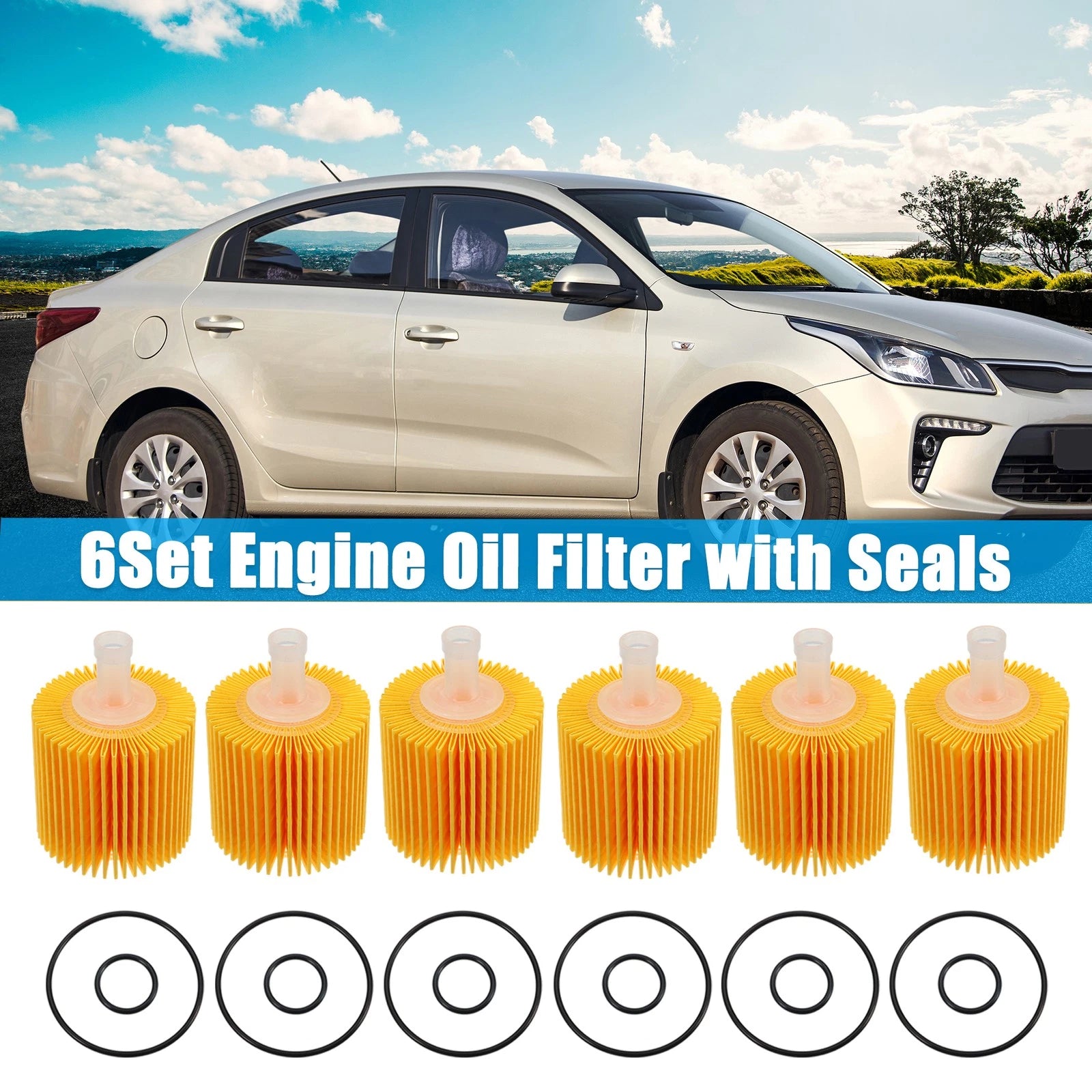 Set of 6 Engine Oil Filters 04152-YZZA1 04152-31090 04152-YZZG1 for Toyota Avalon 