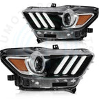 2x Black Headlight Assembly for Ford Mustang (2015–2020)