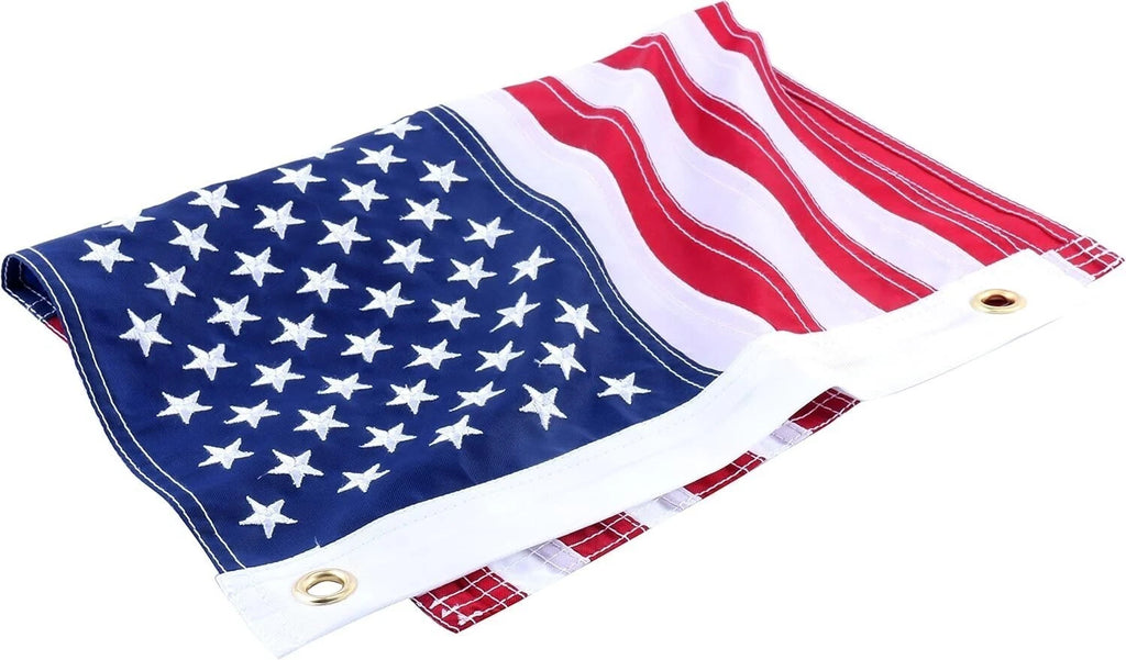 2X 12"×18" Embroidered American Flag for Indoor Outdoor Use