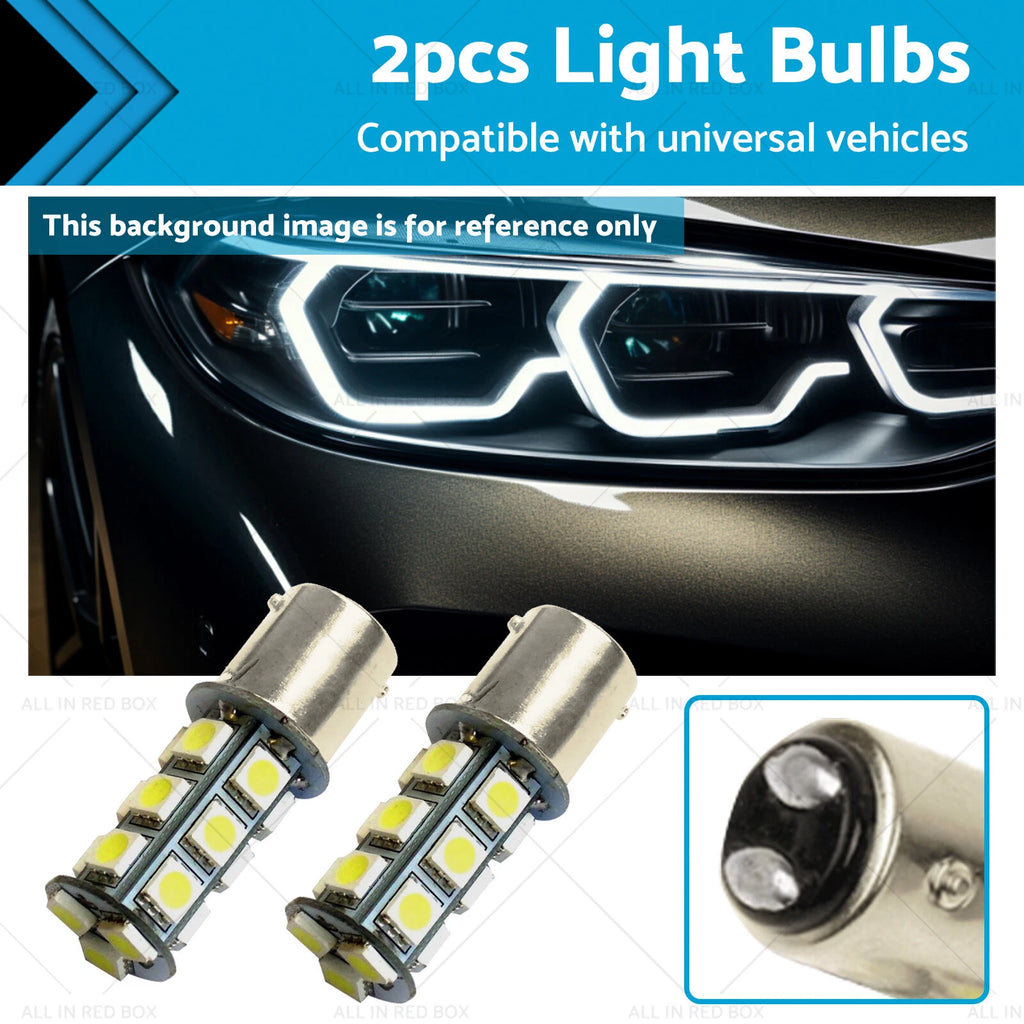 2X 12V BA15D LED 18 SMD Cool White Light Globes for Caravan Car