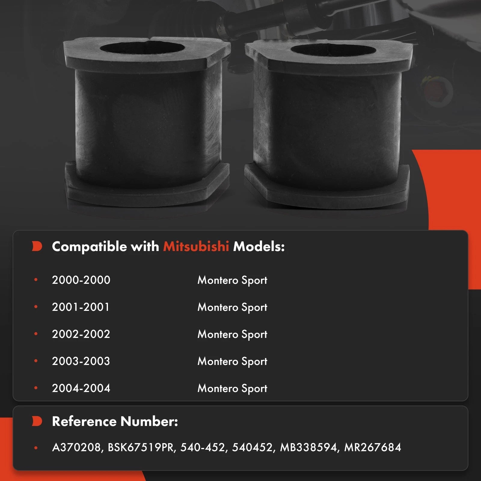 2X Rear Sway Bar Bushing Kit for Mitsubishi Montero Sport (2000–2004)