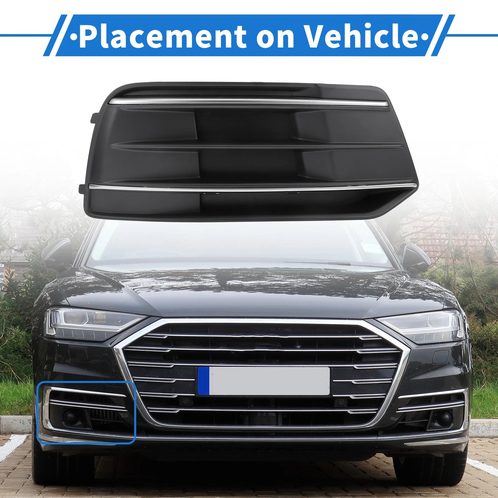 Fog Light Grill for Audi Q5 (2018–2020) No. 80A807680D Black Silver Tone