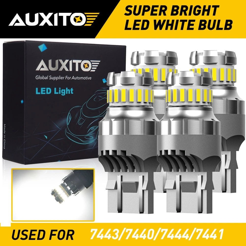 Set of 4 AUXITO 7443 7440 LED White Reverse Stop Turn Signal Bulbs for