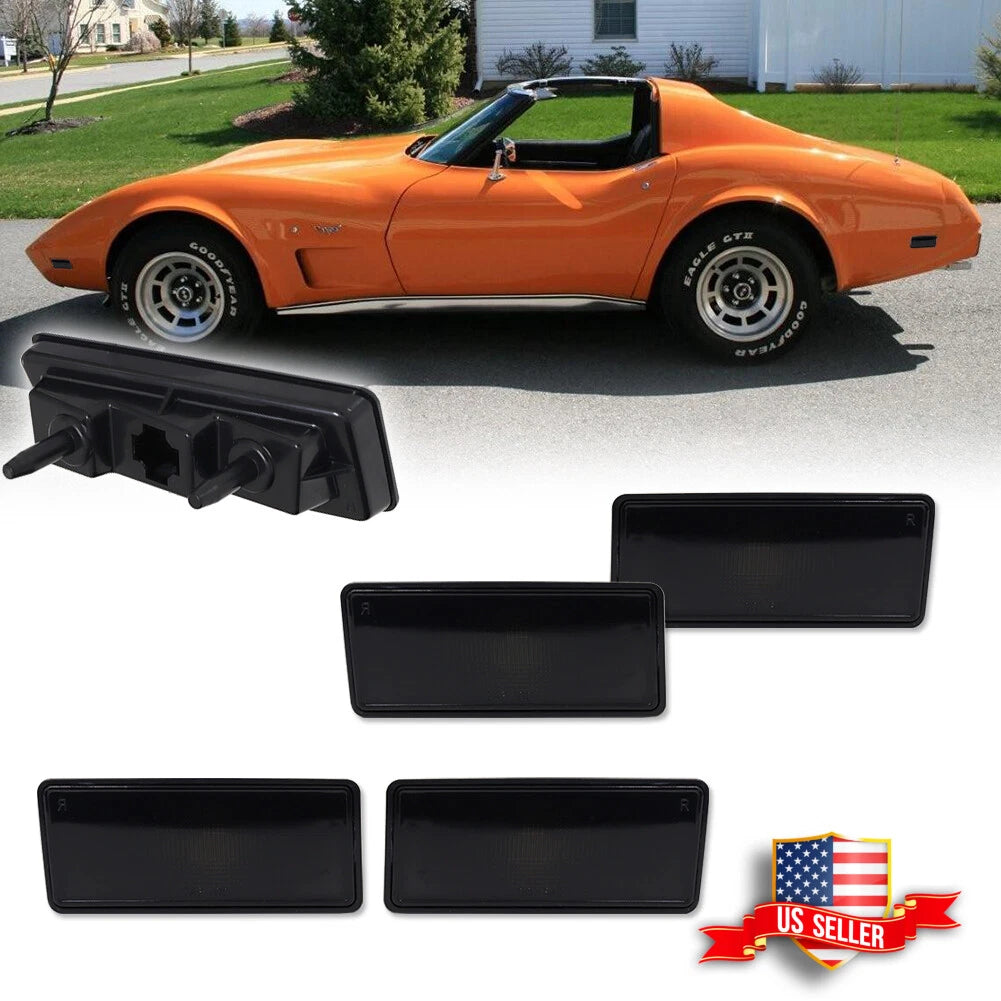 Set of 4 Smoked Lens Side Marker Lights for Chevy Corvette C3 (1974–1979)