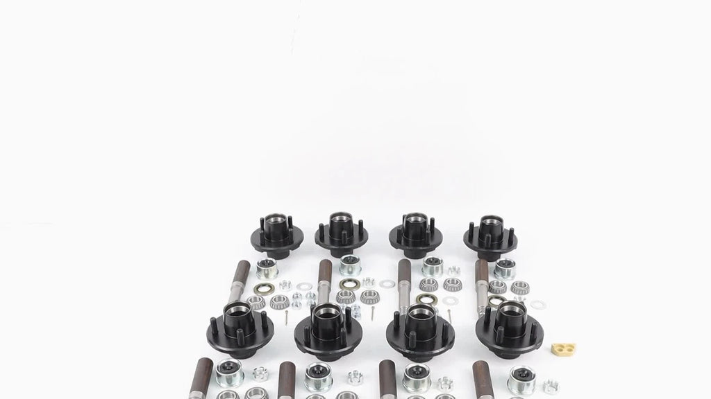 Set of 4 Trailer Hub Kits for 4" Trailers (Fits 1" Round Spindle)