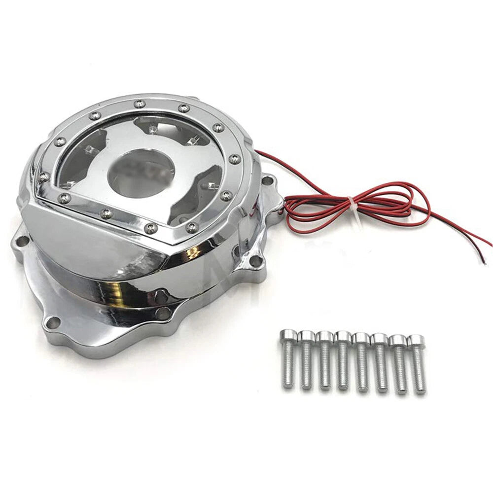 Chrome Left Engine Stator Cover with Blue LED for Honda CBR600RR (2003–2019)