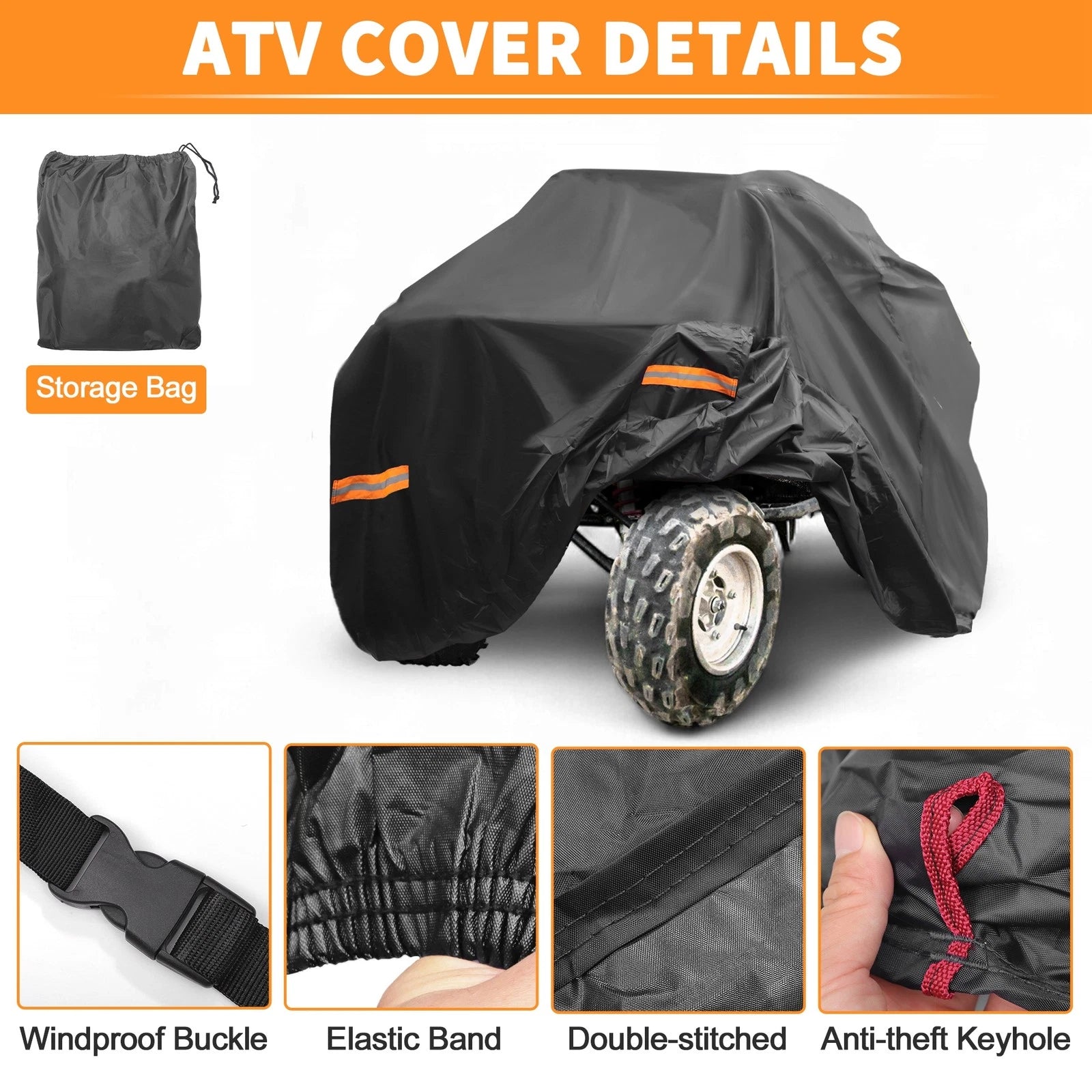 Waterproof ATV Cover for Honda TRX450R (2004–2009) 210D-PU Black
