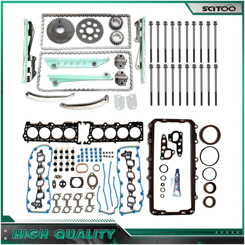 Full Gasket Set Timing Chain Kit Head Bolts for Ford Mustang 2000 4.6L VIN X