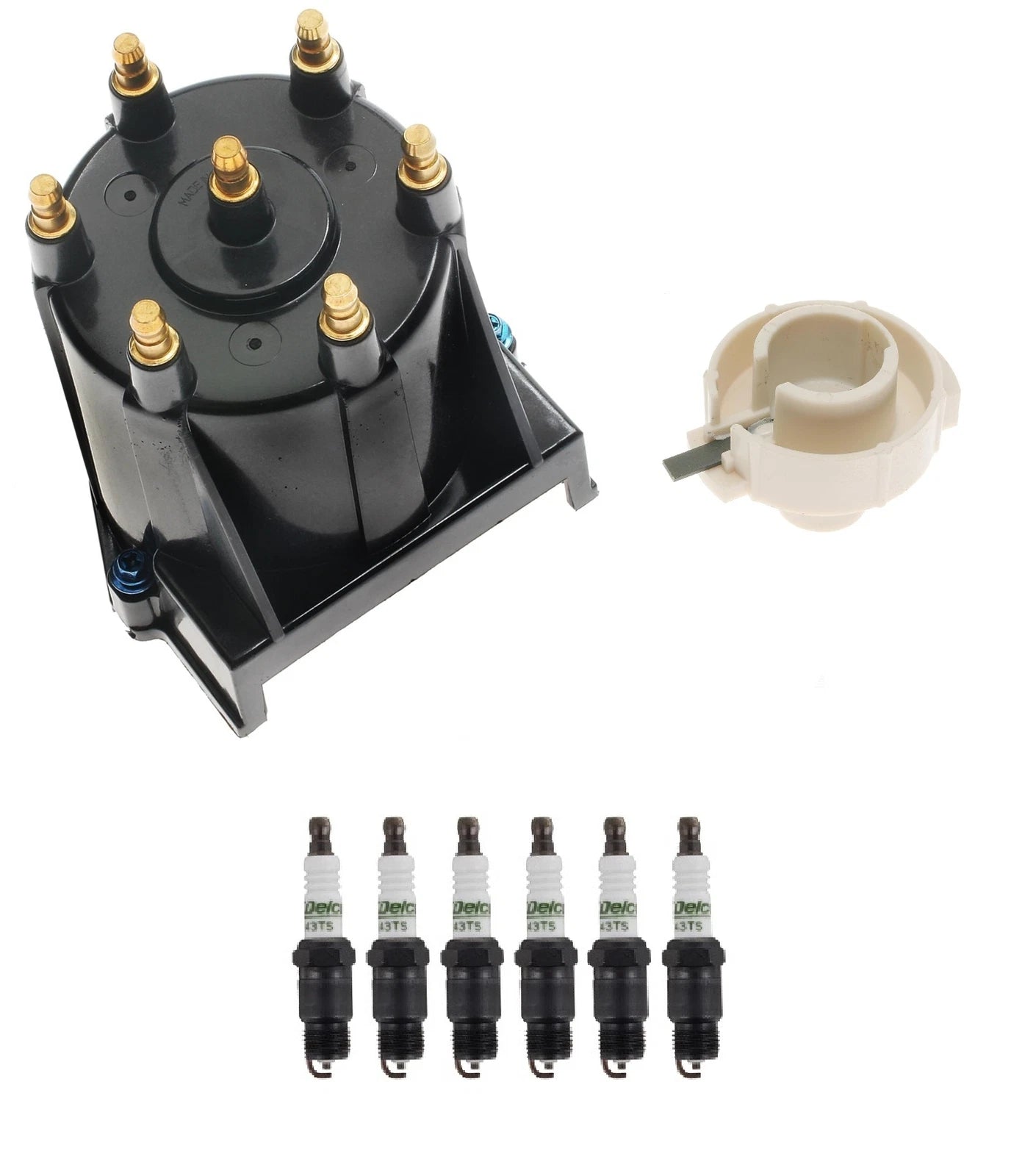 Distributor Rotor Cap & Spark Plugs Kit for Chevrolet GMC Pontiac (V6)