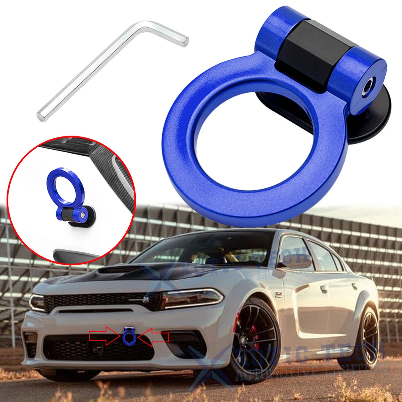 JDM Blue Racing Tow Hook Ring For Dodge Charger Challenger (2015–2024)