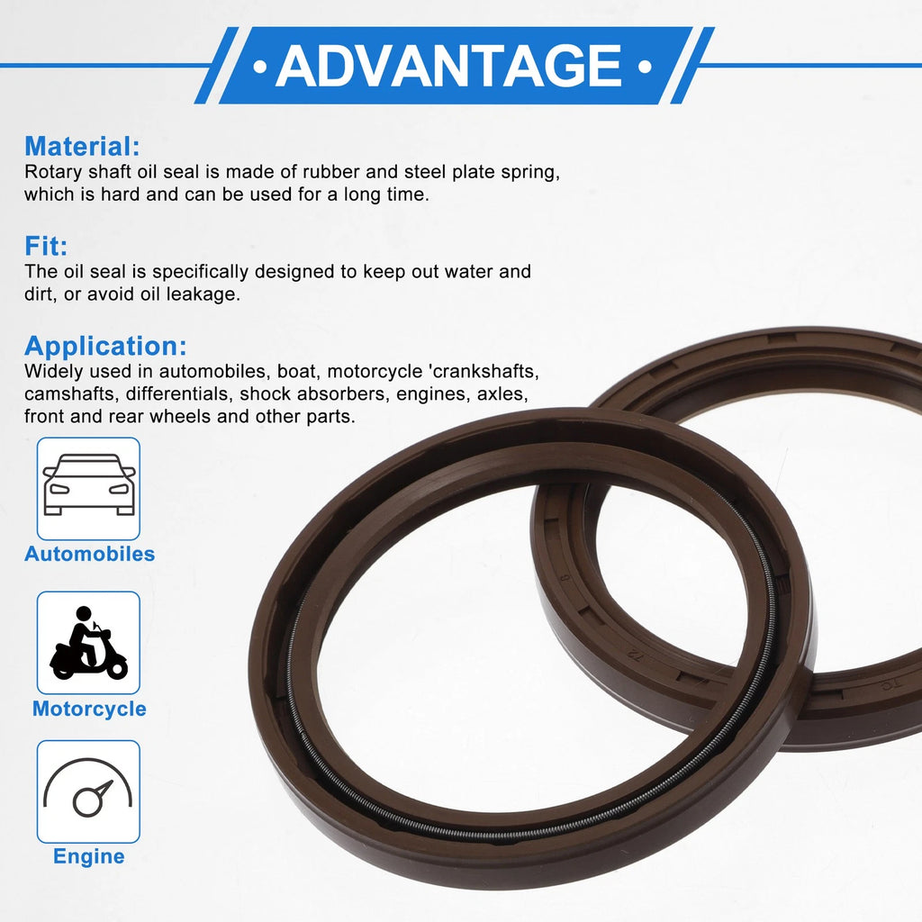 2X Oil Seal Rotary Shaft Seal FKM Rubber 58x72x8mm for Various Models 