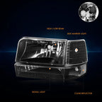 Black Housing Headlight Clear Corner Signal Lamps for Ford F150/F250/F350 (1992–1996)