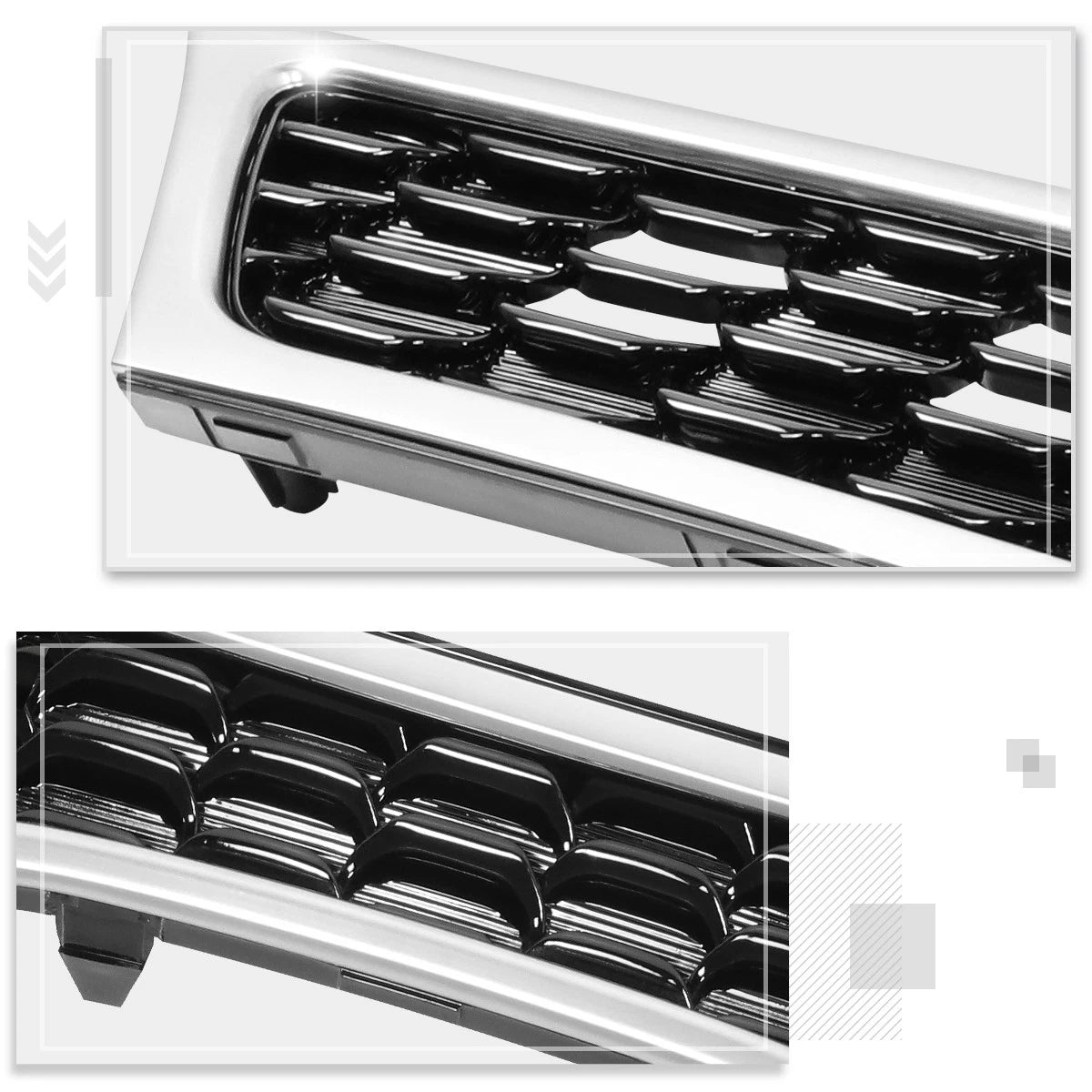 Upper Grille Insert for Kia Rio (2016–2017) Matte Black w/Chrome Moulding