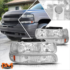 Bumper Headlight Lamp Amber Side Chrome for Chevy Silverado/Suburban (1999–2006)