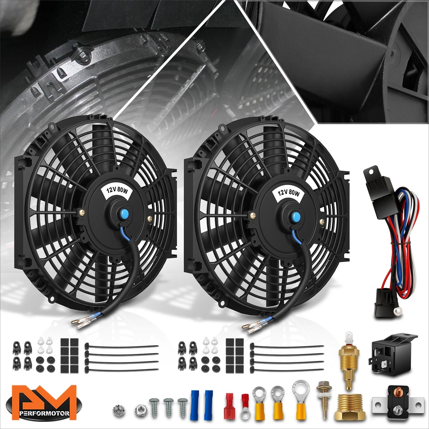 2X 12" 12V Electric Radiator Cooling Fan for Universal Applications