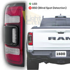 LED Tail Light for RAM 1500 (2019–2023) Black Trim Driver Left Side 55112993AD