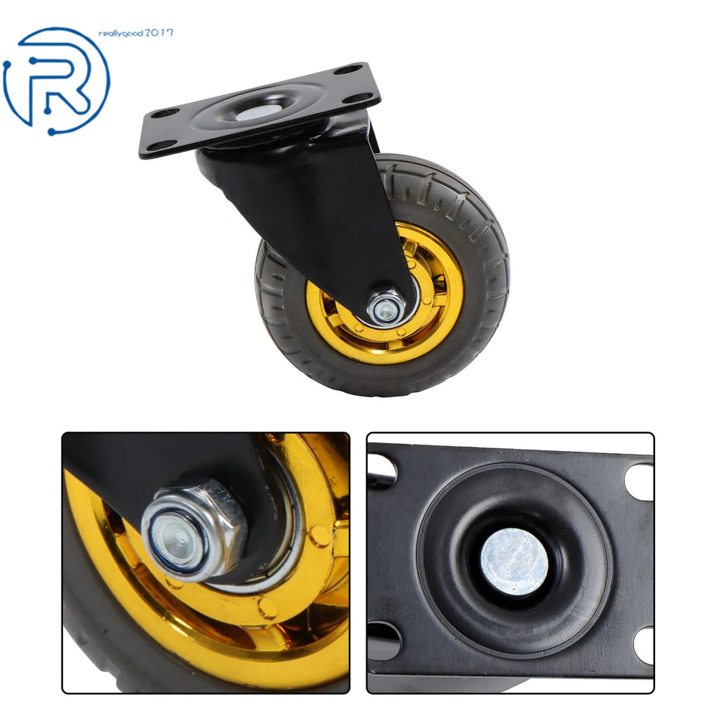 Set of 4 Heavy Duty 4" Rubber Casters for Smooth 360° Movement