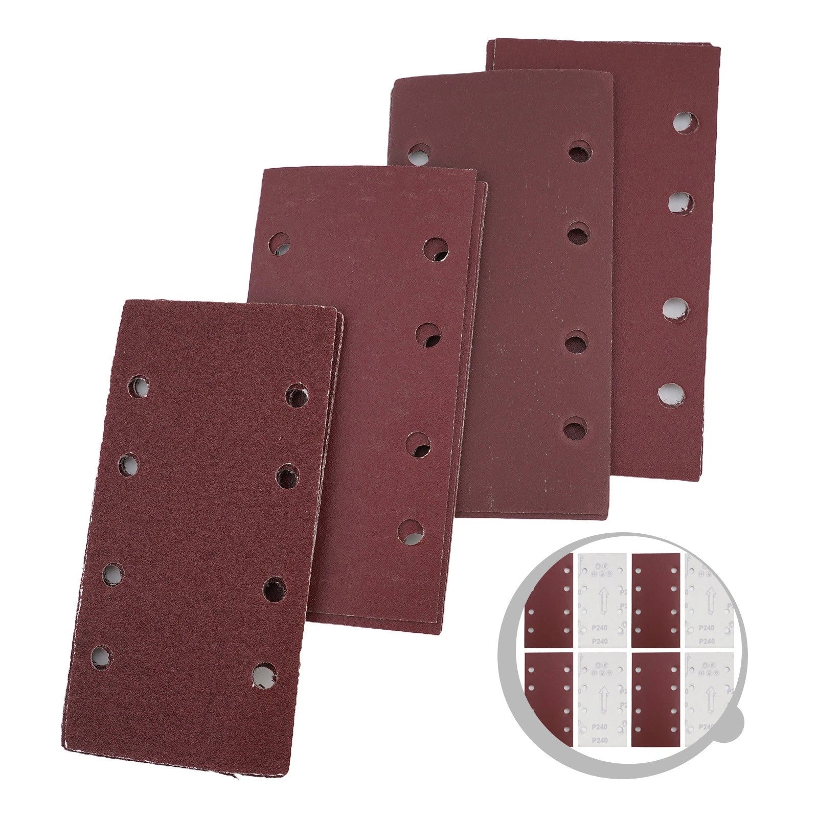 20pcs 185x93mm 8 Holes Self-Adhesive Flocking Sand Paper for Polishing