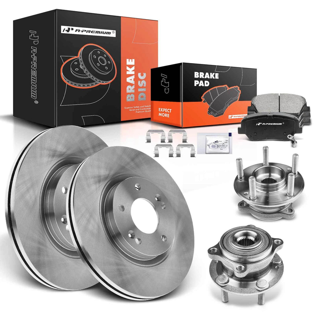Front Disc Rotor & Pad Set with Hub Bearing for Hyundai Santa Fe (2010–2012)