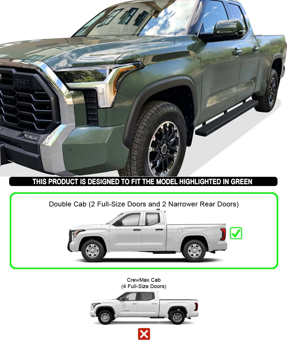 Running Boards for Toyota Tundra Double Cab (2022–2026) Matte Black 5"