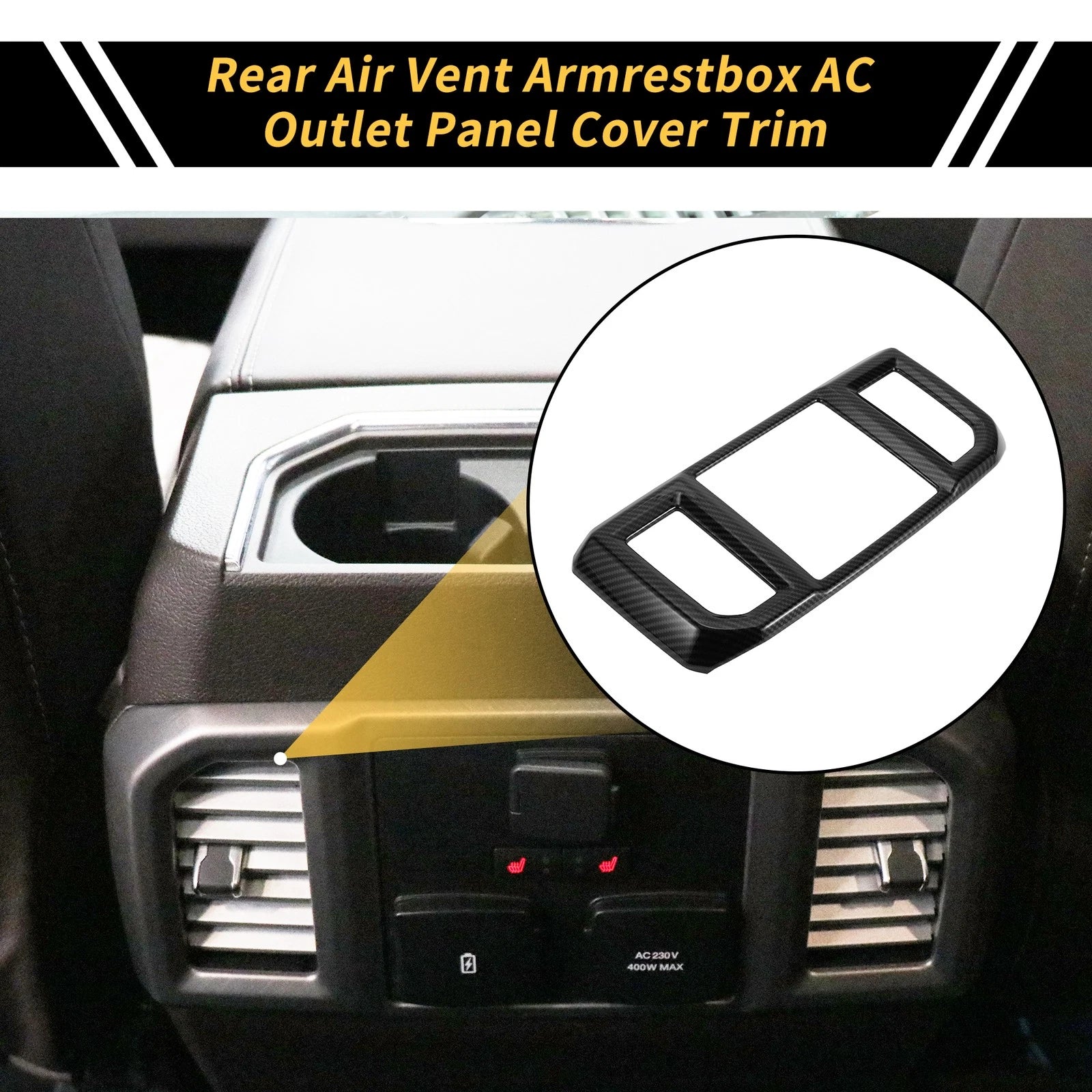 Rear Air Vent Armrest AC Outlet Panel Cover Trim for Ford F-150 (2015–2020)