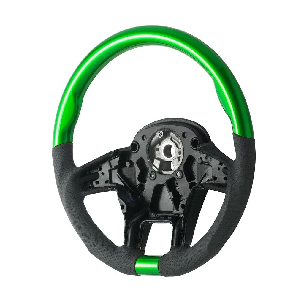 Steering Wheel YourGrip Leather and Wood Green for Peterbilt 579 (2012–2021)