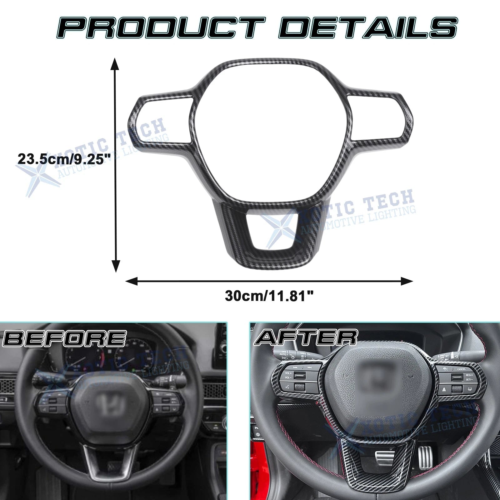 Carbon Look Driver Side Control Frame Decoration Kit for Honda (2016-2024)