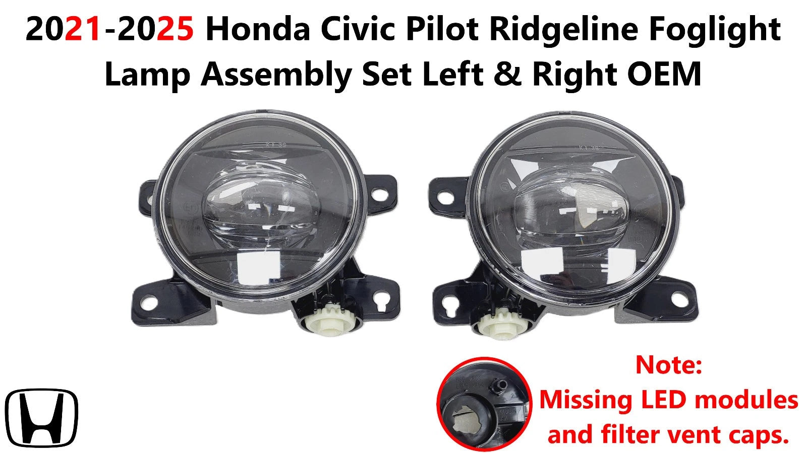 Foglight Lamp Assembly Set Left & Right for Honda Civic Pilot Ridgeline (2021–2025)