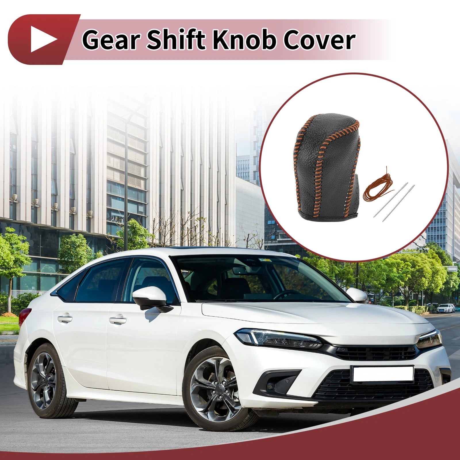 1 Pc Gear Shift Knob Cover for Honda Fit (2021–2023) Brown Faux Leather