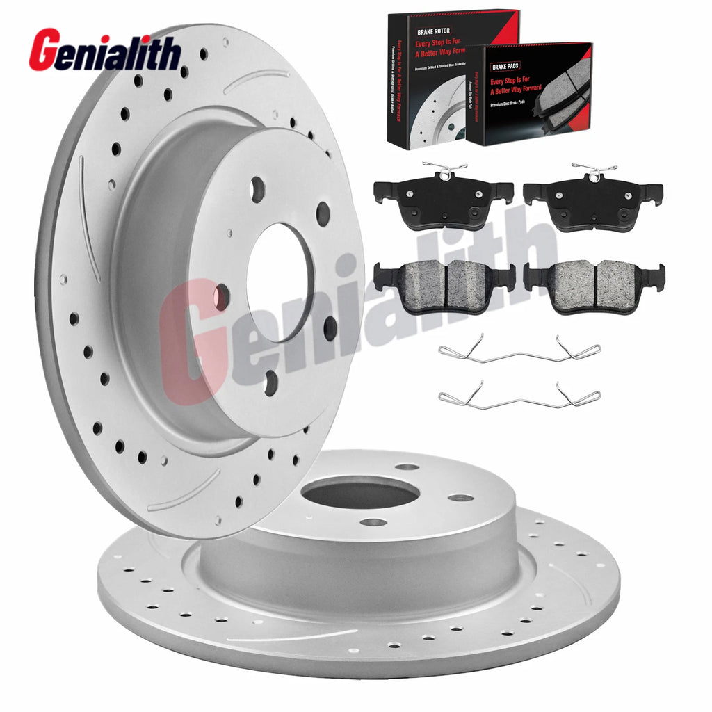 Rear Drilled Disc Rotors Brake Pads Kit for Ford Fusion Lincoln MKZ (2013–2016)