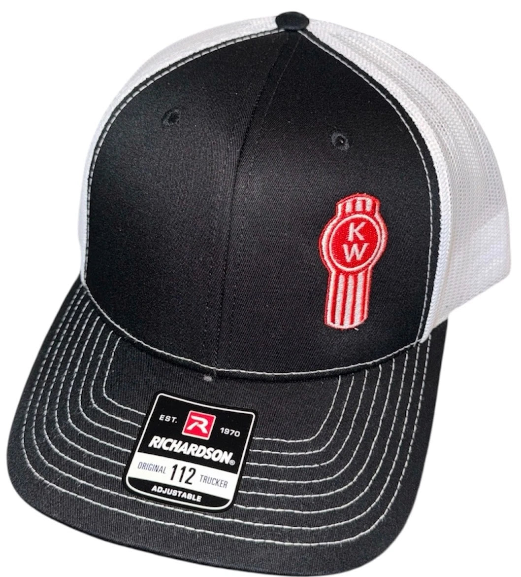 Kenworth Trucks Trucker Hat Black/White Mesh Snapback Red/White Logo