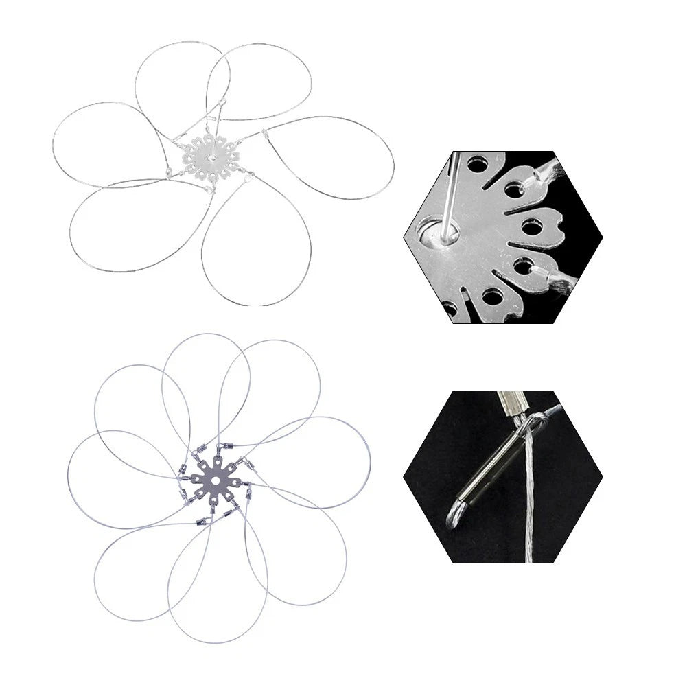Crab Snare Fishing Tool 68 Rings Stainless Steel for Rivers and Beaches