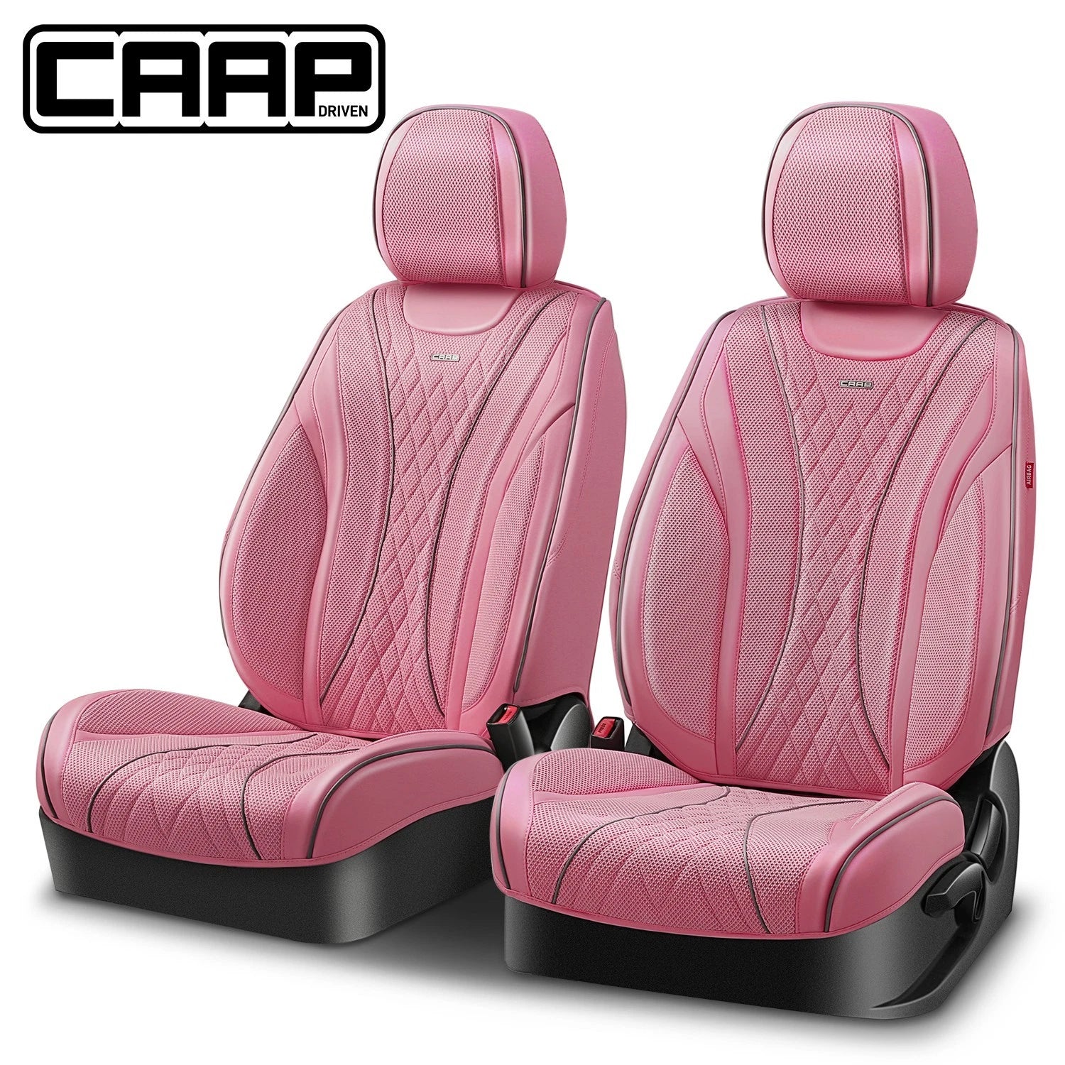 Set of 2 Diamond Stitch Mesh Fabric Front Seat Covers for Universal Fit