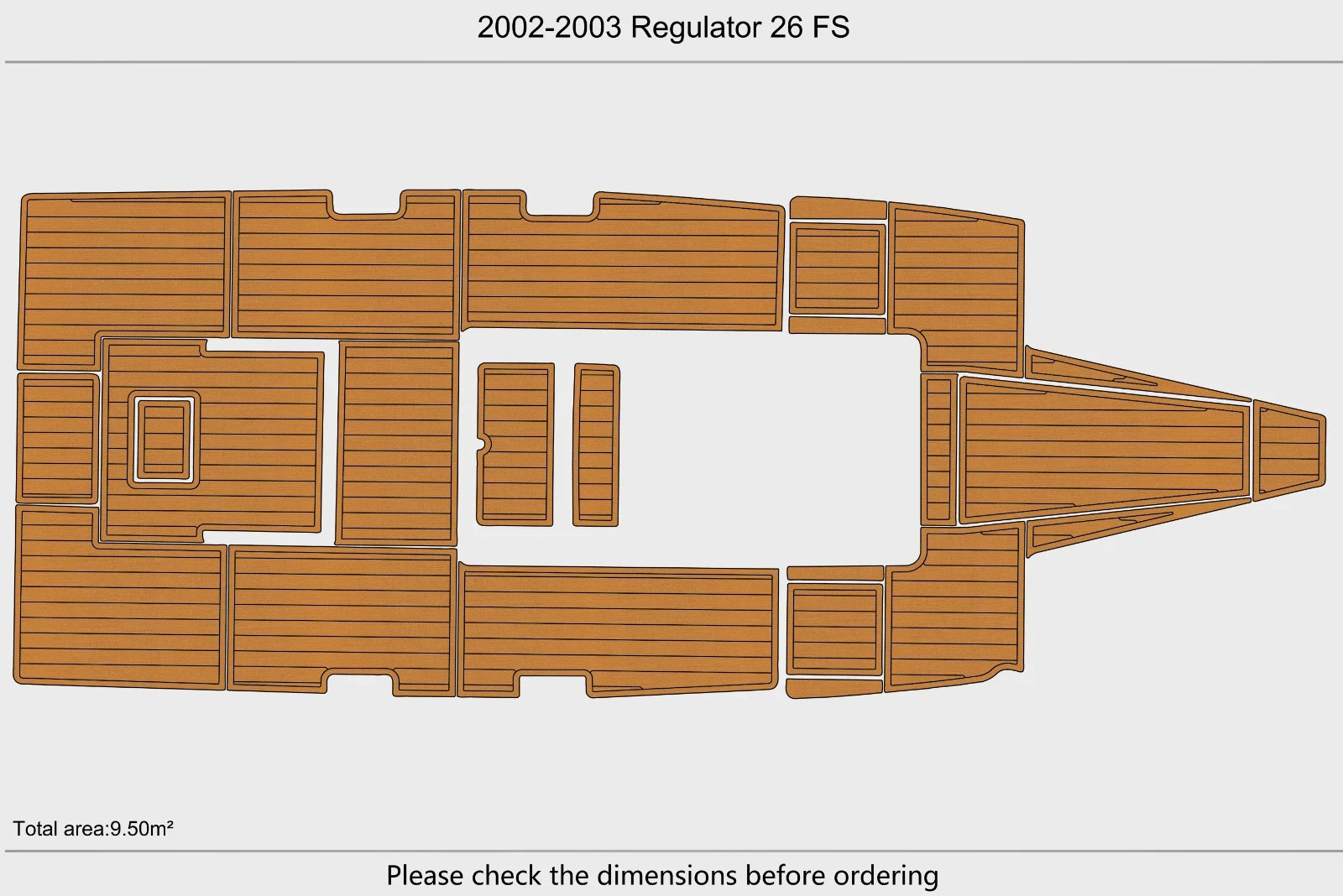 EVA Foam Teak Deck Flooring Mat for Regulator 26 FS (2002–2003)