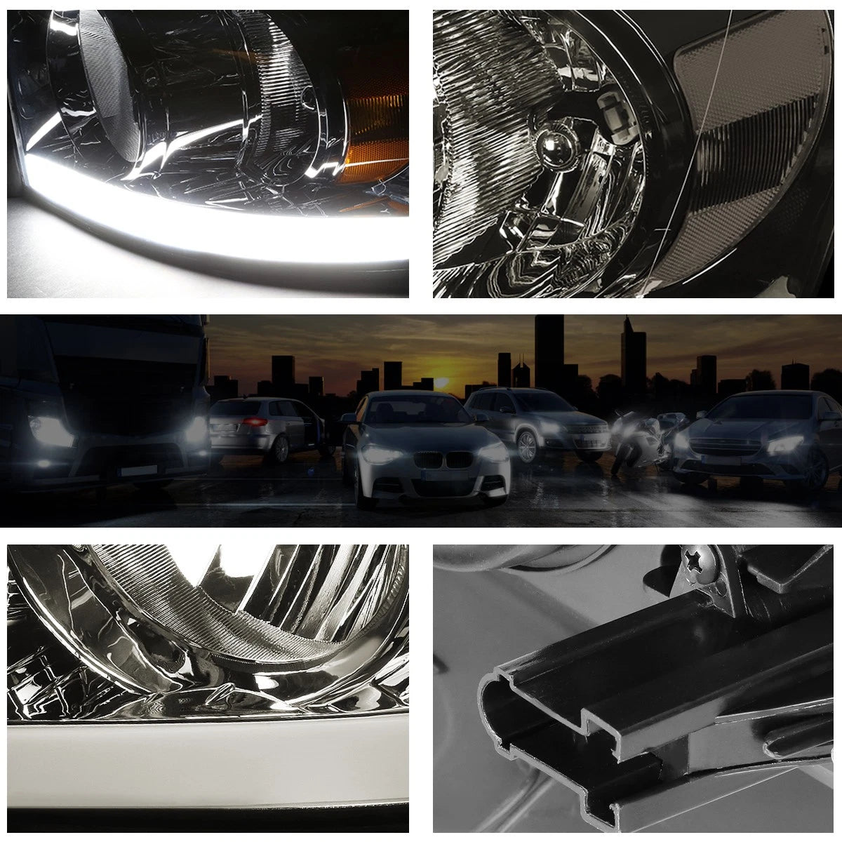 LED DRL Headlight/Lamp for Dodge Ram 1500-3500 (2006–2009) Smoked Housing