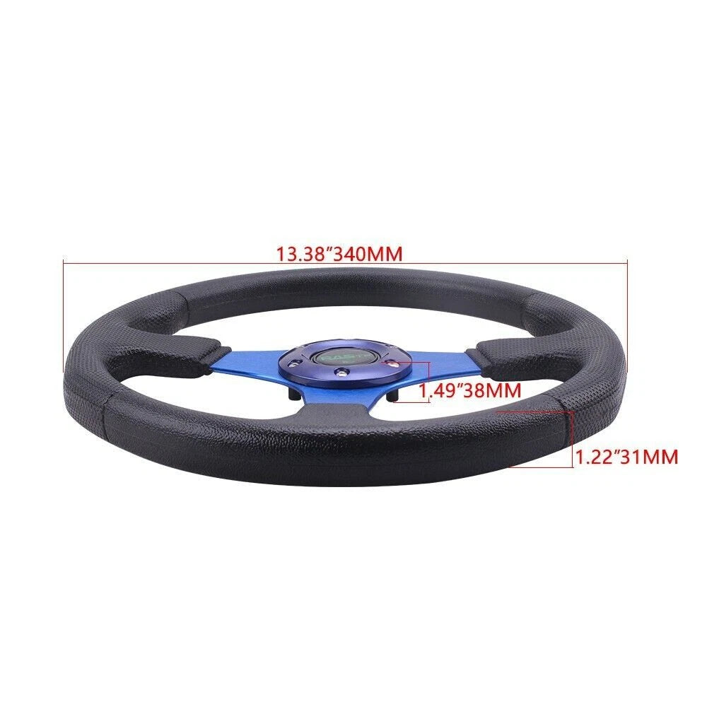 6 Bolt 14" 340MM Universal Drifting Racing Steering Wheel Aluminum Gray