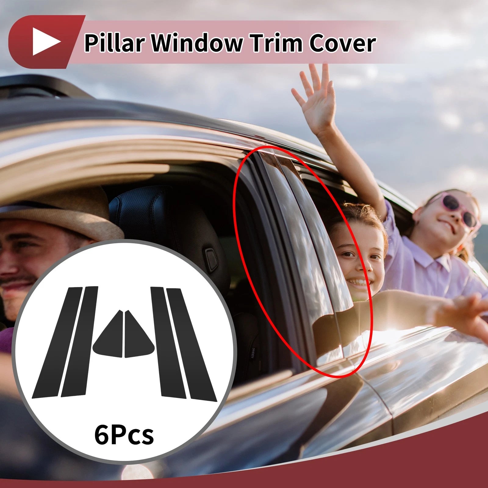 6 Pcs Car Door Pillar Window Trim for Suzuki SX4 (2007–2014) Black
