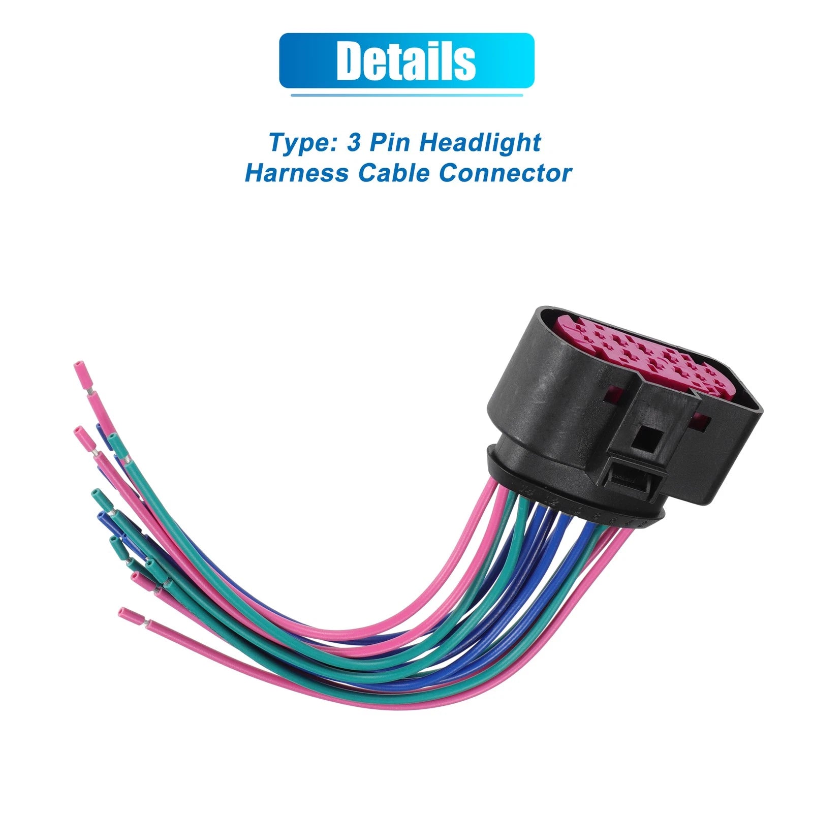 3 Pin Headlight Harness Cable Connector for VW Audi (1999–2005) No. 1J0973737