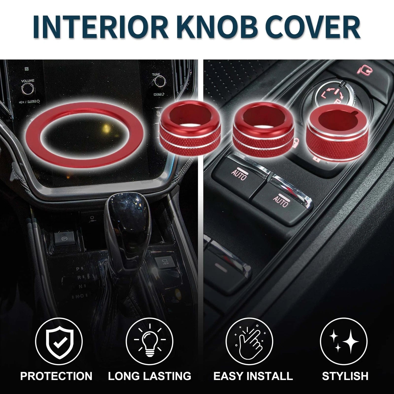 Set of 4 Media Tune Engine Start Mirror Switch Knob Covers for Subaru WRX (2022–2023) Red