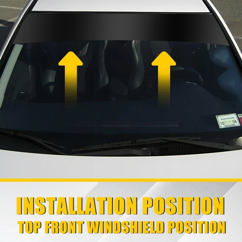 Matte Black Sun Visor Vinyl Decal Strip for Windshield (60"x12")